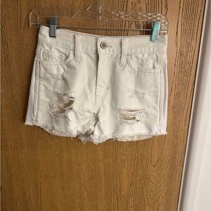 Hollister Women's White Distressed Jean Shorts